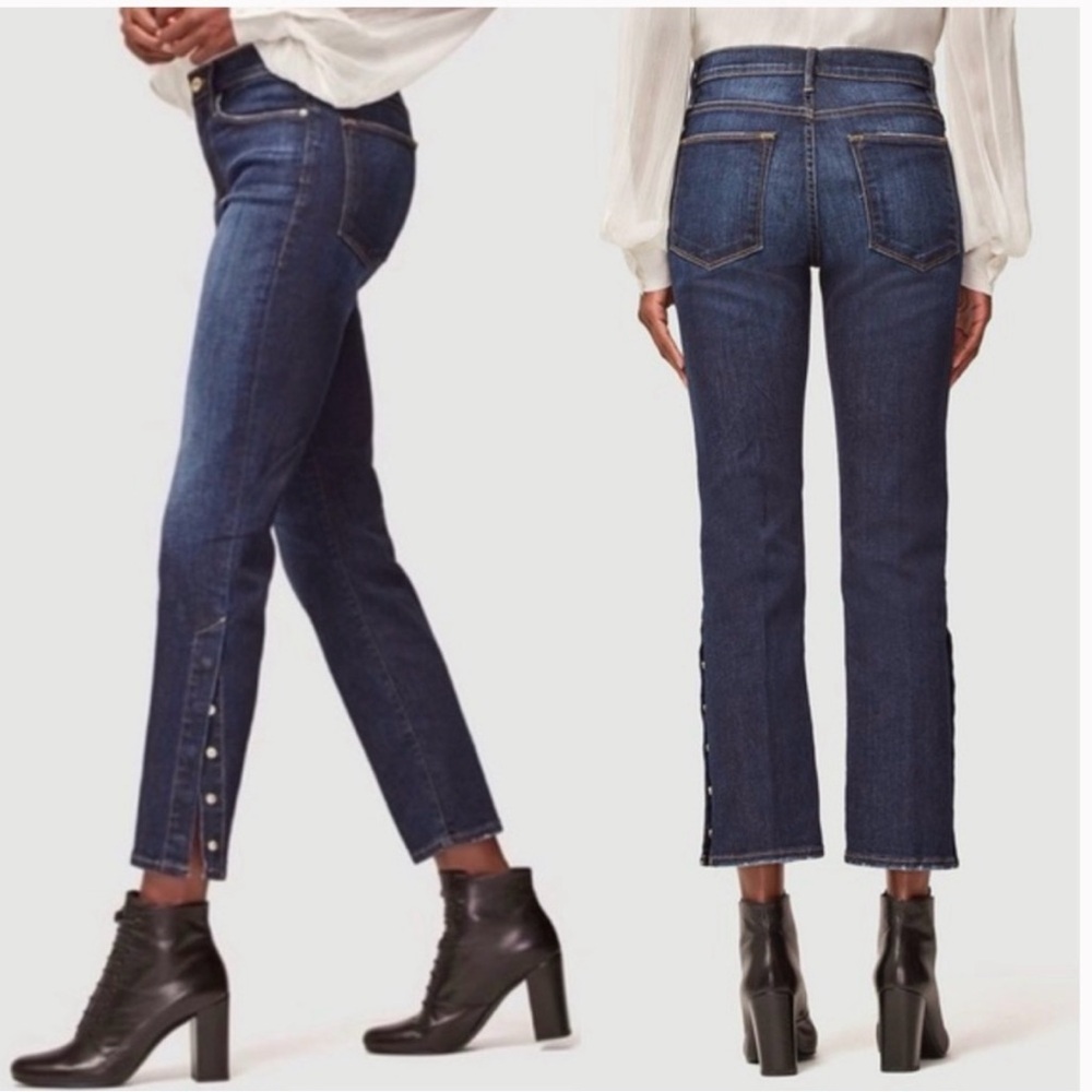 Frame Denim Le High Straight-Leg Snap Away Hem Dark Wash Jeans Size 29 Mid rise